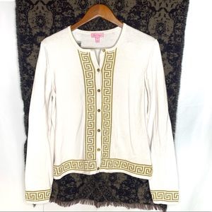 Lilly Pulitzer White and Gold Knit Cardigan